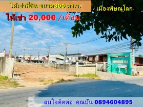 ให้เช่าที่ดิน เนื้อที่ 300 ตร.ว อ.เมือง จ.พิษณุโลก